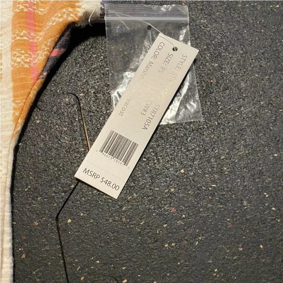 NWT Zac & Rachel Button-Down Stripe  Roll Tab Sleeve Tie Front Top Blouse Sz PS - Picture 7 of 9